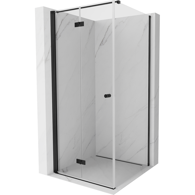 Mexen Mist-F folding shower cabin left 70 x 70 cm, transparent, black - 8A6T-070-070-70-00-L
