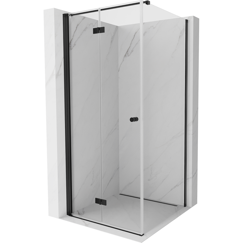Mexen Mist-F folding shower enclosure left 80 x 80 cm, transparent, black - 8A6T-080-080-70-00-L