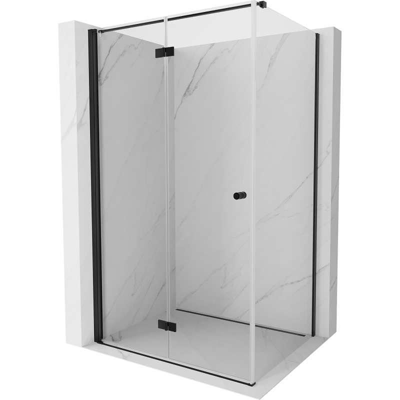 Mexen Mist-F foldable left shower enclosure 75 x 100 cm, transparent, black - 8A6T-075-100-70-00-L