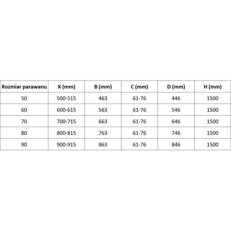 Mexen Mist divisória de banho de 1 painel 60 x 150 cm, transparente, preto - 8A9-060-001-70-00