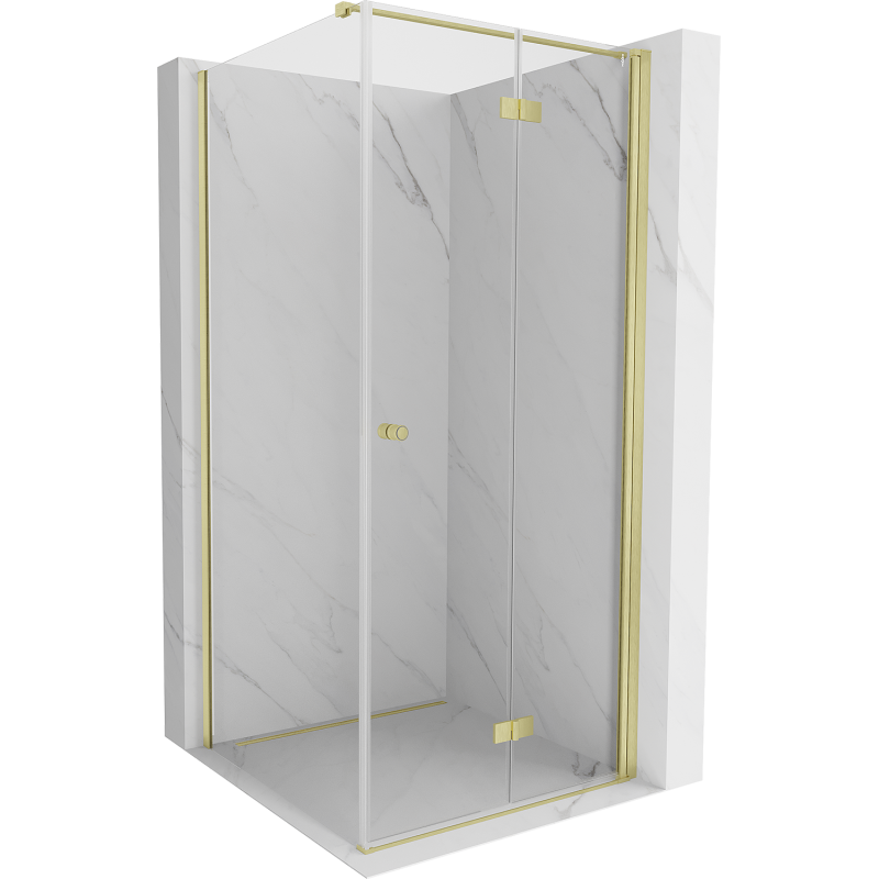 Mexen Mist-F T faltbare Duschkabine rechts 90 x 90 cm, transparent, gebürstetes Gold - 8A6T-090-090-55-00-P