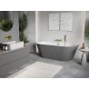 Mexen Oris vrijstaande badkuip tegen de wand met groeven 150 x 75 cm, wit/grijs, overloop goud - 52871507562-50