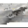 Mexen Oris vrijstaande geribbelde badkuip 150 x 75 cm, wit/grijs, goud geborstelde overloop - 52871507562-55