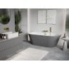 Mexen Oris freistehende Wandbadewanne geriffelt 150 x 75 cm, weiß/grau, Überlauf gold gebürstet - 52871507562-55