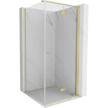 Mexen Mist-F T cabine de douche pliante droite 100 x 100 cm, transparent, or brossé - 8A6T-100-100-55-00-P