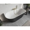 Mexen Oris freistehende Wandbadewanne geriffelt 150 x 75 cm, weiß/grau, Überlauf gold gebürstet - 52871507562-55