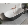 Mexen Oris free-standing back-to-wall fluted bath 150 x 75 cm, white/grey, overflow rose gold - 52871507562-60