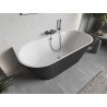 Mexen Oris bañera exenta adosada acanalada 150 x 75 cm, blanca/gris, rebosadero cepillado gris oscuro - 52871507562-66