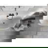 Mexen Oris vrijstaande gegroefde wandbadkuip 150 x 75 cm, wit/grijs, zwarte overloop - 52871507562-70