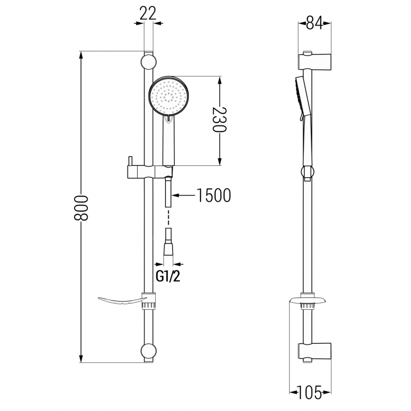 Mexen DF75 ensemble de douche coulissant, chrome - 785754582-02
