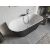 Mexen Oris wanna wolnostojąca przyścienna ryflowana 150 x 75 cm, biała/szara, przelew gun metal - 52871507562-95