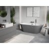Mexen Oris freestanding wall-adjacent fluted bathtub 150 x 75 cm, white/grey, gun metal overflow - 52871507562-95