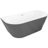 Mexen Oris freestanding wall-adjacent fluted bath 150 x 75 cm, white/grey, brushed nickel overflow - 52871507562-97