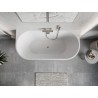 Mexen Oris freestanding wall-adjacent fluted bath 150 x 75 cm, white/grey, brushed nickel overflow - 52871507562-97