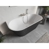 Mexen Oris freestanding wall-adjacent fluted bath 150 x 75 cm, white/grey, brushed nickel overflow - 52871507562-97