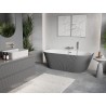 Mexen Oris freestanding wall-adjacent fluted bath 150 x 75 cm, white/grey, brushed nickel overflow - 52871507562-97