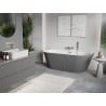 Mexen Oris freistehende Wandbadewanne gerillt 150 x 75 cm, weiß/grau, Überlauf gebürstet Nickel - 52871507562-97