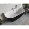 Mexen Oris freistehende, wandmontierte geriffelte Badewanne 150 x 75 cm, weiß/schwarz, Überlauf chrom - 52871507575-01
