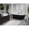 Mexen Oris freistehende, wandmontierte geriffelte Badewanne 150 x 75 cm, weiß/schwarz, Überlauf chrom - 52871507575-01