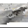 Mexen Oris freistehende, an der Wand montierte Rillenwanne 150 x 75 cm, weiß/schwarz, Überlauf gold - 52871507575-50
