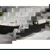 Mexen Oris freistehende, an der Wand montierte Rillenwanne 150 x 75 cm, weiß/schwarz, Überlauf gold - 52871507575-50