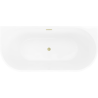 Mexen Oris freistehende geriffelte Wanne zur Wandmontage 150 x 75 cm, weiß/schwarz, Überlauf gebürstet gold - 52871507575-55