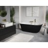 Mexen Oris freistehende Wandbadewanne geriffelt 150 x 75 cm, weiß/schwarz, Überlauf gold gebürstet - 52871507575-55