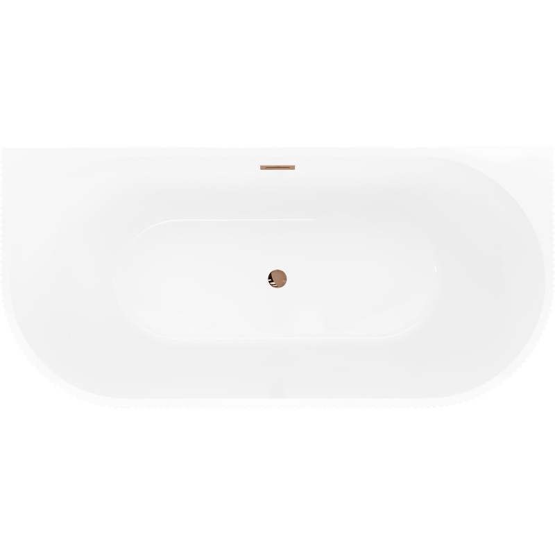 Mexen Oris vasca da bagno freestanding a muro scanalata 150 x 75 cm, bianco/nero, tropo in oro rosa - 52871507575-60