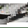Mexen Oris vrijstaande geribbelde wandbad 150 x 75 cm, wit/zwart, overloop roségoud - 52871507575-60