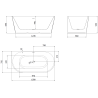 Mexen Oris vrijstaande geribbelde wandbad 150 x 75 cm, wit/zwart, geborsteld koper overloop - 52871507575-65
