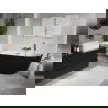 Mexen Oris vrijstaande geribbelde wandbad 150 x 75 cm, wit/zwart, geborsteld koper overloop - 52871507575-65
