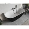 Mexen Oris freestanding back-to-wall reeded bath 150 x 75 cm, white/black, black overflow - 52871507575-70