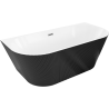 Mexen Oris baignoire autoportante murale cannelée 150 x 75 cm, blanche/noire, trop-plein gun metal - 52871507575-95