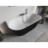 Mexen Oris baignoire autoportante murale cannelée 150 x 75 cm, blanche/noire, trop-plein gun metal - 52871507575-95
