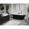 Mexen Oris baignoire autoportante murale cannelée 150 x 75 cm, blanche/noire, trop-plein gun metal - 52871507575-95