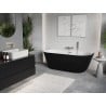 Mexen Oris freestanding ribbed bathtub 150 x 75 cm, white/black, brushed nickel overflow - 52871507575-97