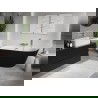 Mexen Oris vrijstaande naast de muur geribbelde badkuip 150 x 75 cm, wit/zwart, overloop geborsteld nikkel - 52871507575-97