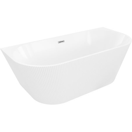 Mexen Oris slobodnostojeća rebrasta kada uz zid 170 x 80 cm, bijela, preljev krom - 52871708000-01