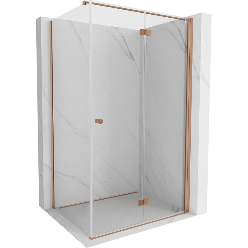 Mexen Mist-F preklopna tuš kabina desna 70 x 85 cm, prozirna, brušeni mjed - 8A6T-070-085-65-00-P