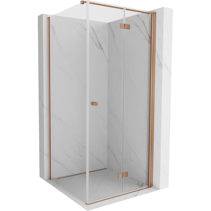 Mexen Mist-F sklopiva tuš kabina desna 85 x 85 cm, prozirna, brušena bakar - 8A6T-085-085-65-00-P