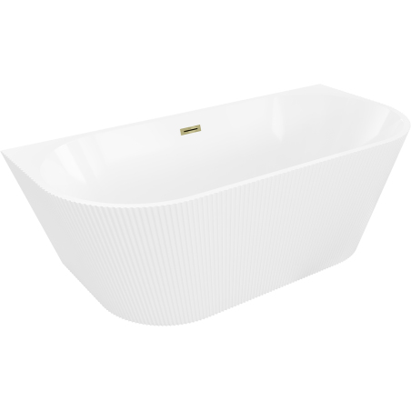 Mexen Oris freestanding wall-attached fluted bathtub 170 x 80 cm, white, gold overflow - 52871708000-50