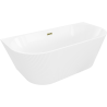 Mexen Oris freistehende wandnahe gerillte Badewanne 170 x 80 cm, weiß, Überlauf gold - 52871708000-50