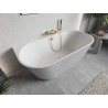 Mexen Oris wanna wolnostojąca przyścienna ryflowana 170 x 80 cm, biała, przelew złoty - 52871708000-50