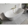 Mexen Oris baignoire autoportante adossée rainurée 170 x 80 cm, blanche, trop-plein or brossé - 52871708000-55