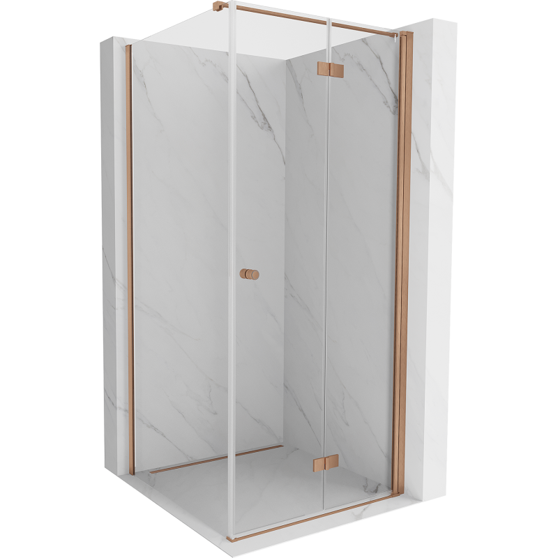Mexen Mist-F T faltbare Duschkabine rechts 90 x 90 cm, transparent, gebürstetes Kupfer - 8A6T-090-090-65-00-P