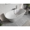 Mexen Oris vasca autoportante addossata rigata 170 x 80 cm, bianca, trabocco gun gray spazzolato - 52871708000-66