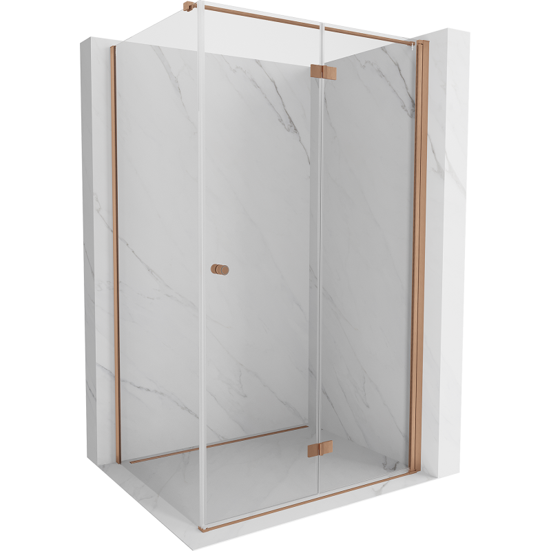 Mexen Mist-F cabine de duche dobrável direita 80 x 95 cm, transparente, cobre escovado - 8A6T-080-095-65-00-P