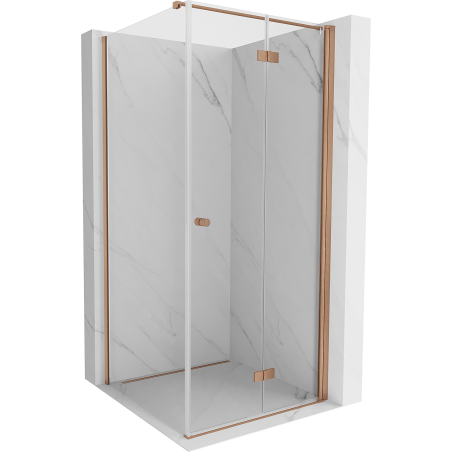 Mexen Mist-F cabine de douche pliante droite 95 x 95 cm, transparent, cuivre brossé - 8A6T-095-095-65-00-P