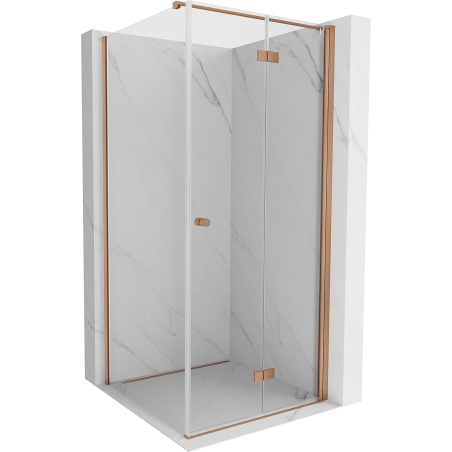 Mexen Mist-F T cabine de douche pliante droite 95 x 95 cm, transparent, cuivre brossé - 8A6T-095-095-65-00-P