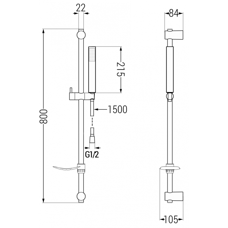 Mexen DF77 justerbar duschset, krom - 785774582-00